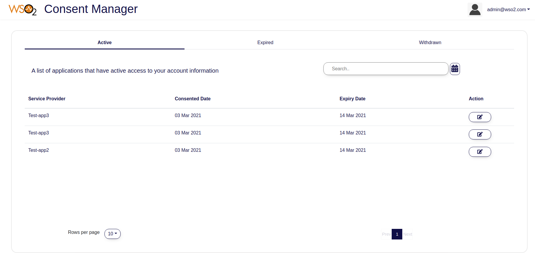 consent manger homepage